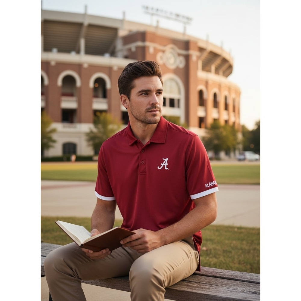 Colosseum Mens Alabama Crimson Tide Polo Shirt Crimson Red Large NCAA Fan Gear